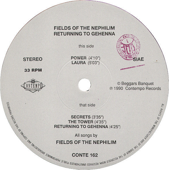 Fields Of The Nephilim : Returning To Gehenna (12", EP, RE)