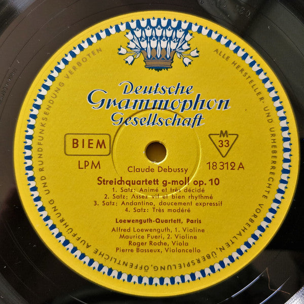Claude Debussy / Maurice Ravel, Quatuor Loewenguth : Streichquartett G-Moll Op. 10 / Streichquartett F-Dur (LP, Album, Mono)