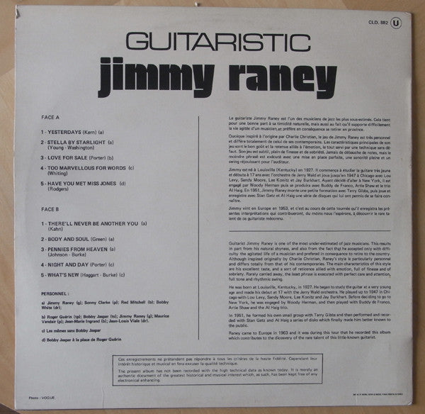 Jimmy Raney : Guitaristic (LP, Album, RE)