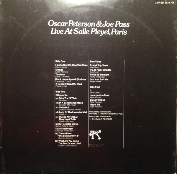 Oscar Peterson / Joe Pass : Live At Salle Pleyel, Paris (2xLP, Album, Mono)