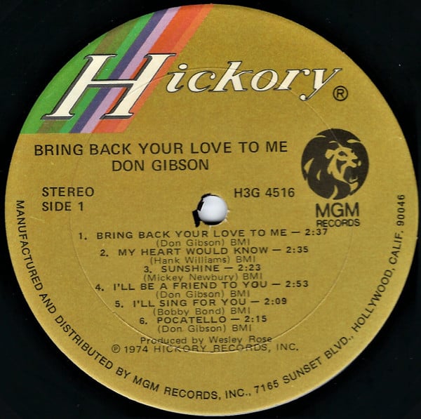 Don Gibson : Bring Back Your Love To Me (LP)