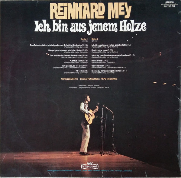 Reinhard Mey : Ich Bin Aus Jenem Holze (LP, Album, Red)