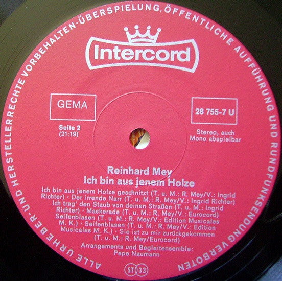 Reinhard Mey : Ich Bin Aus Jenem Holze (LP, Album, Red)