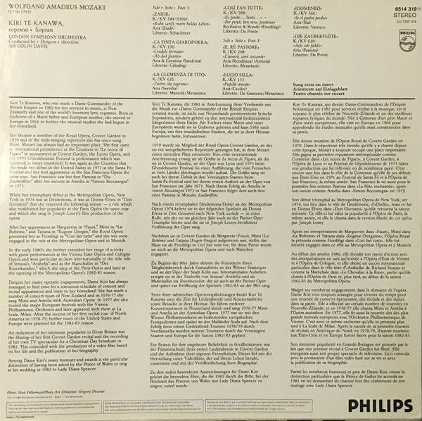 Mozart* - Kiri Te Kanawa, Sir Colin Davis, London Symphony Orchestra : Opera Arias / Opernarien (LP)