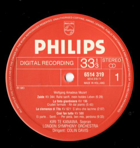 Mozart* - Kiri Te Kanawa, Sir Colin Davis, London Symphony Orchestra : Opera Arias / Opernarien (LP)