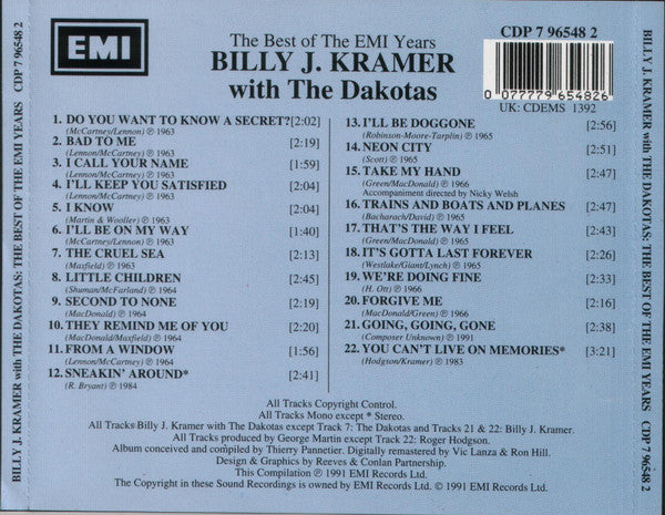 Billy J. Kramer & The Dakotas : The Best Of The EMI Years (CD, Comp, Mono, RM)