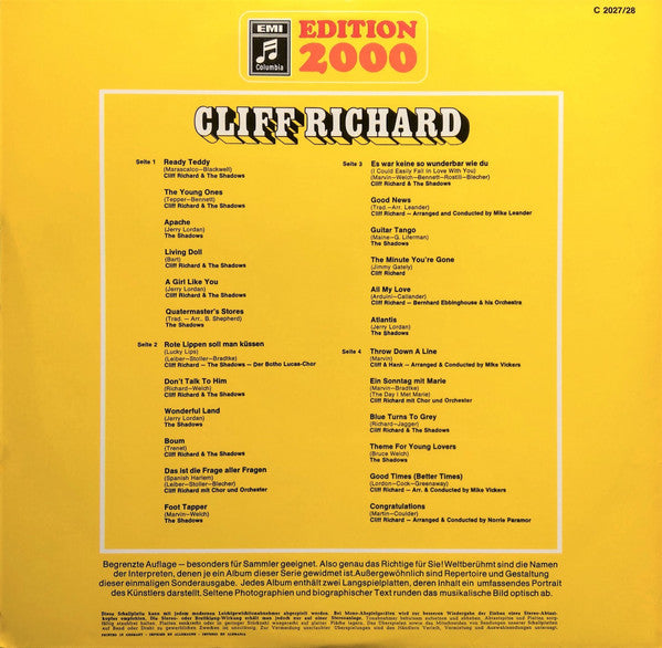 Cliff Richard & The Shadows : Edition 2000 (2xLP, Comp, Mono, Gat)