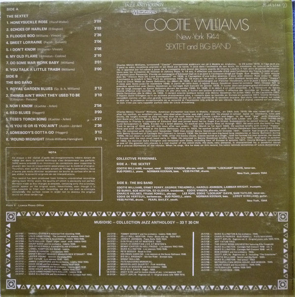 Cootie Williams : New York 1944 - Sextet And Big Band (LP)