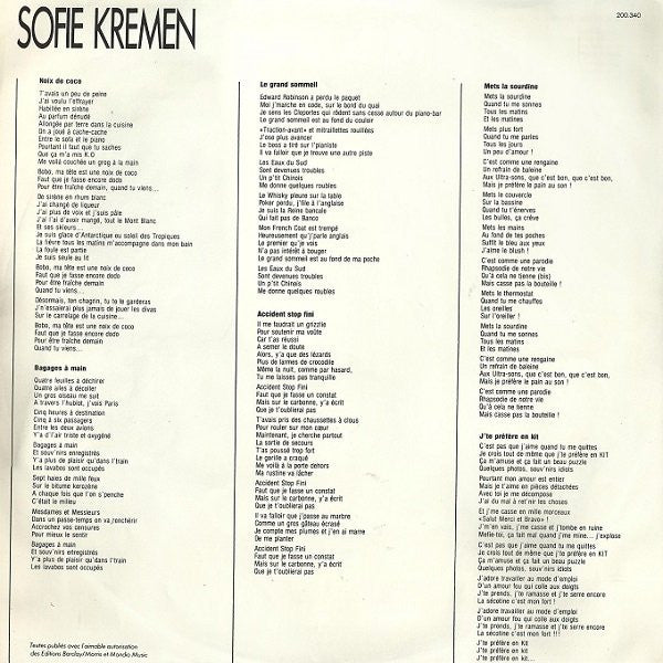 Sofie Kremen : Patience Pour Passion (LP, Album)
