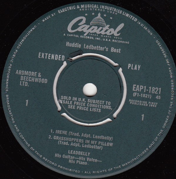 Leadbelly : Huddie Leadbetter's Best (7", EP, Mono)