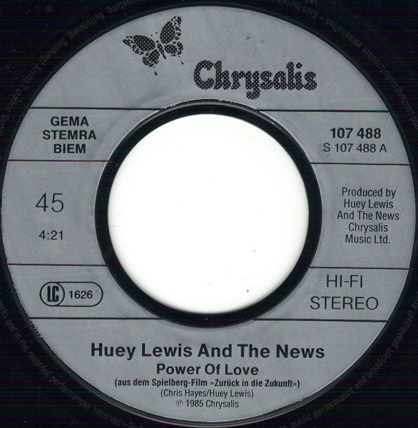 Huey Lewis & The News : The Power Of Love (7", Single)
