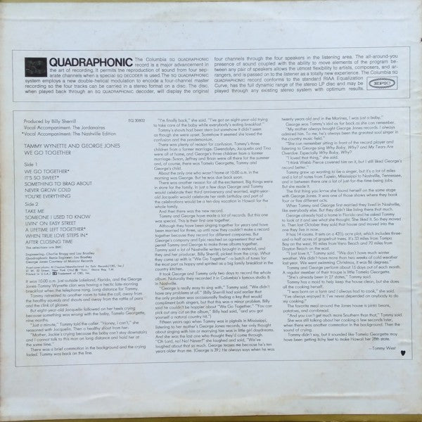 Tammy Wynette & George Jones* : We Go Together (LP, Album, Quad)