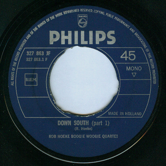 Rob Hoeke Boogie Woogie Quartet : Down South (Deel 1 & 2) (7", Single, Mono, RE)