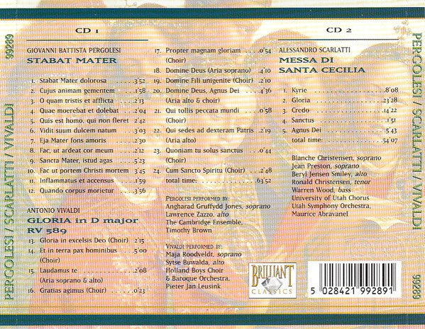 Giovanni Battista Pergolesi, Alessandro Scarlatti, Antonio Vivaldi : Pergolesi - Stabat Mater / Scarlatti - Messa Di Santa Cecilia / Vivaldi - Gloria (2xCD, Comp, RE)