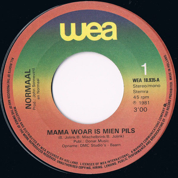 Normaal : Mamma Woar Is Mien Pils (7", Single)