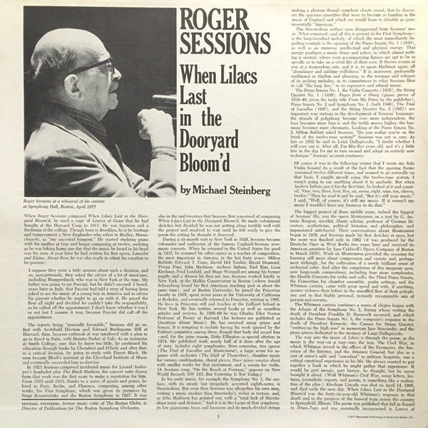 Roger Sessions, Boston Symphony Orchestra, Seiji Ozawa : When Lilacs Last In The Dooryard Bloom'd (LP, Album)
