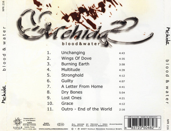 Mehida : Blood & Water (CD, Album)