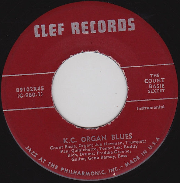 Count Basie Sextet : K. C. Organ Blues / Stan Shorthair (7", Single)