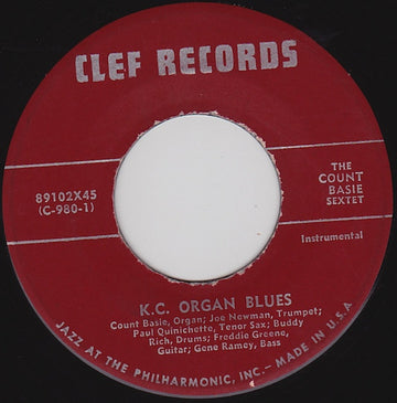 Count Basie Sextet : K. C. Organ Blues / Stan Shorthair (7", Single)