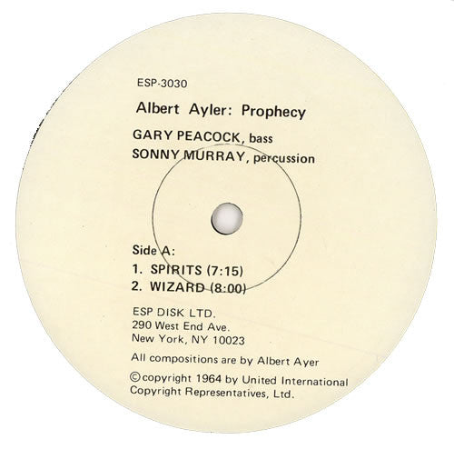 Albert Ayler : Prophecy (LP, Album)