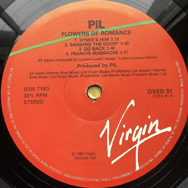Public Image Limited : The Flowers Of Romance (LP, Album, RE)