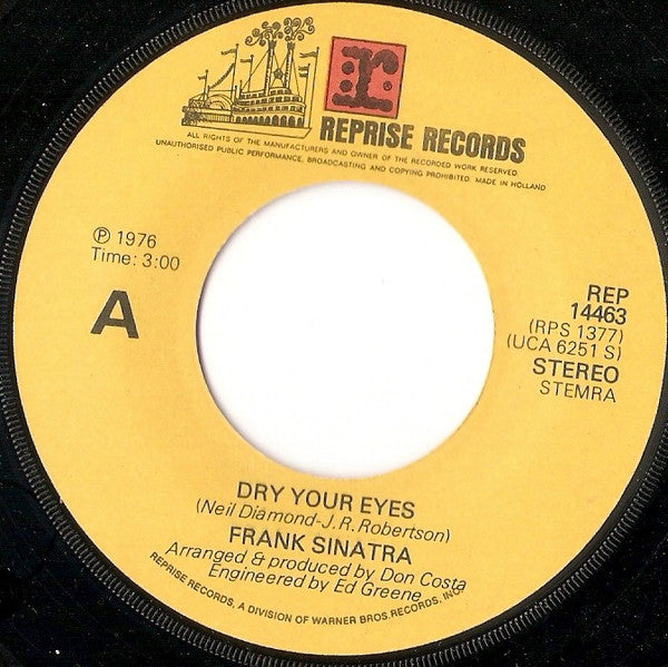 Frank Sinatra : Dry Your Eyes (7", Single)