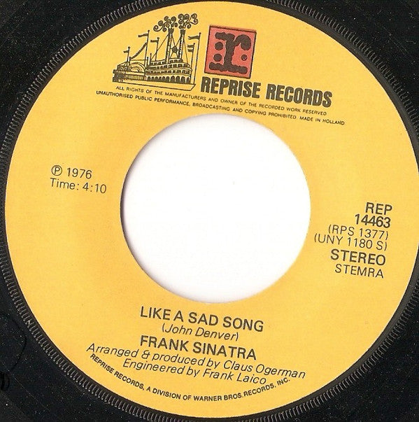 Frank Sinatra : Dry Your Eyes (7", Single)