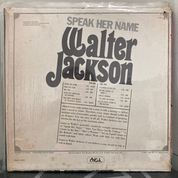 Walter Jackson : Speak Her Name (LP, Album, Mon)