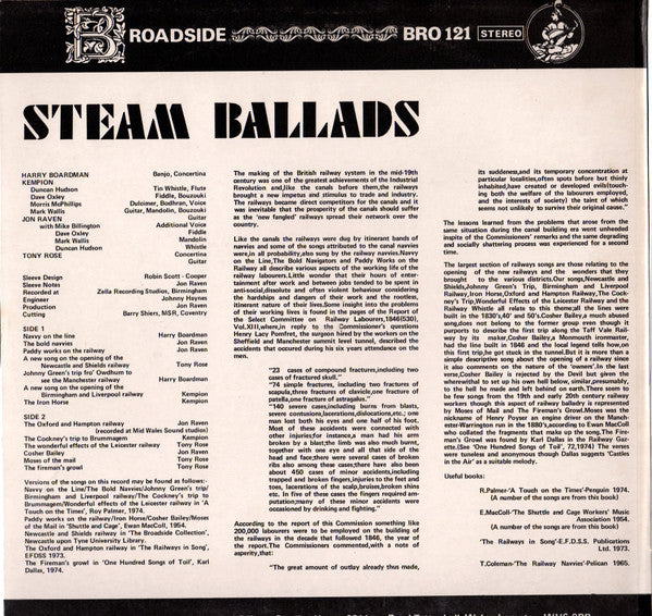 Harry Boardman - Kempion - Jon Raven - Tony Rose (2) : Steam Ballads (LP, Album)