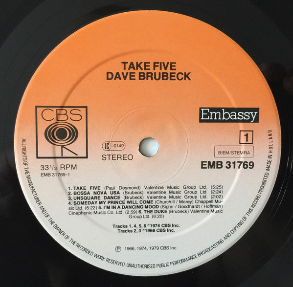 Dave Brubeck : Take Five (LP, Comp)