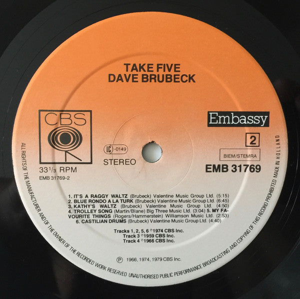 Dave Brubeck : Take Five (LP, Comp)