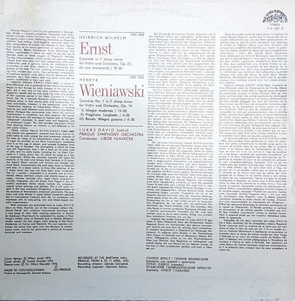 Heinrich Wilhelm Ernst, Henryk Wieniawski : Violin Concerto/Violin Concerto No. 1 (LP)