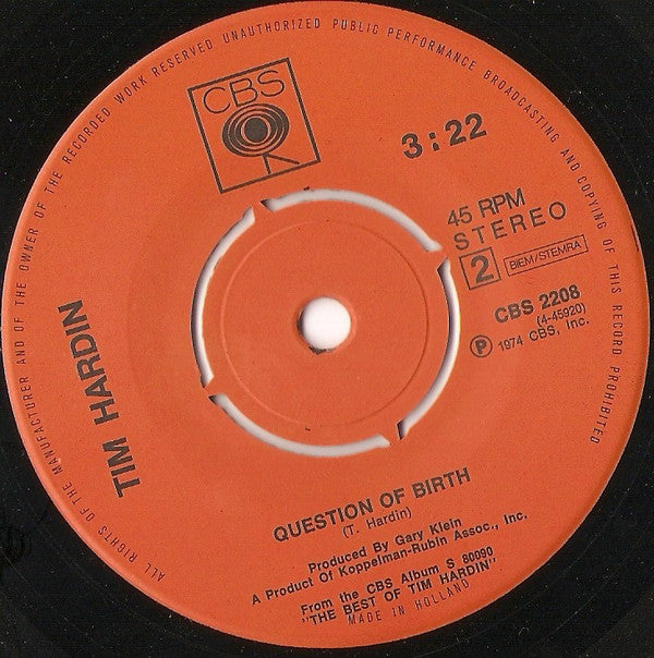 Tim Hardin : Simple Song Of Freedom (7", Single, RE)