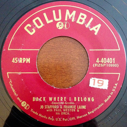 Jo Stafford & Frankie Laine With Paul Weston & His Orch.* : High Society (7", Single, Styrene)