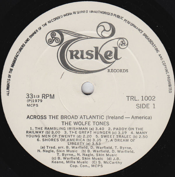 The Wolfe Tones : Across The Broad Atlantic (LP, Album, RP)