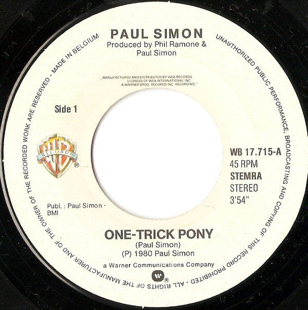 Paul Simon : One-Trick Pony (7", Single)