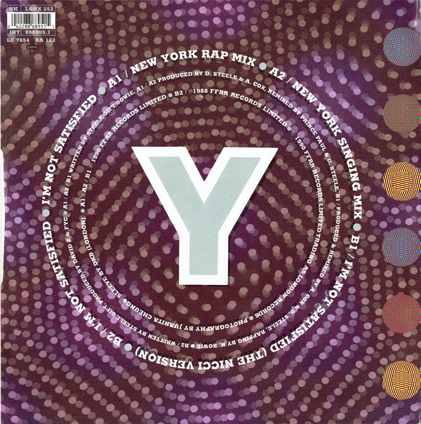 Fine Young Cannibals : I'm Not Satisfied (12", Single)