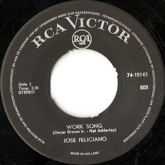 José Feliciano : The Windmills Of Your Mind / Work Song (7", Single)