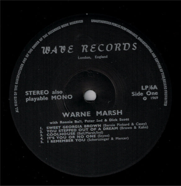 Warne Marsh : Release Record. Send Tape. (LP, Album)