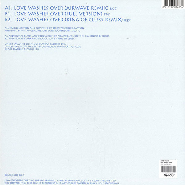 Art Of Trance : Love Washes Over (12")