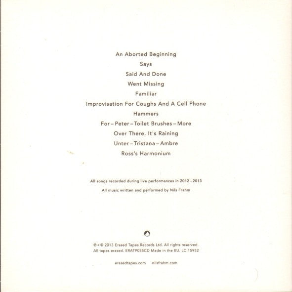 Nils Frahm : Spaces (CD, Album)