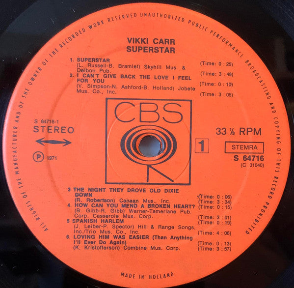 Vikki Carr : Superstar (LP, Album)