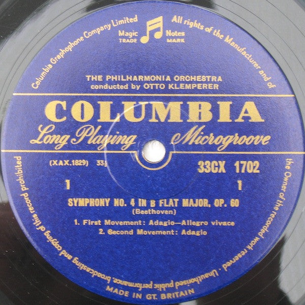 Ludwig van Beethoven, Otto Klemperer Conducting Philharmonia Orchestra : The Beethoven Symphonies: Number 4 In B Flat Major Op. 60, Overture, Consecration Of The House (LP, Mono)