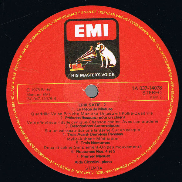 Erik Satie, Aldo Ciccolini : Pianowerken Van Erik Satie Gespeeld Door Aldo Ciccolini (LP, Album, RE)