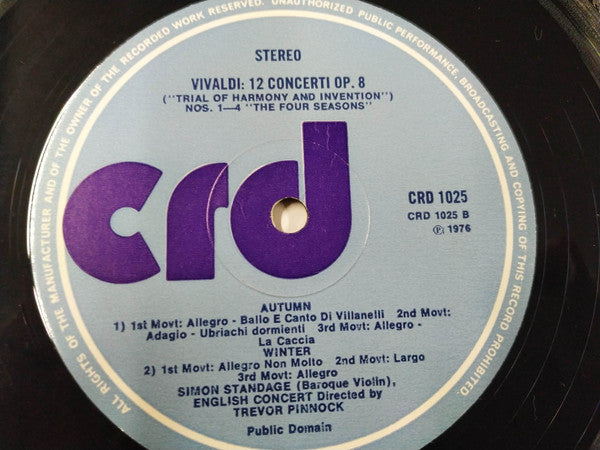 Antonio Vivaldi - Simon Standage, The English Concert, Trevor Pinnock : Trial Of Harmony And Invention Nos. 1-4 (The Four Seasons) (LP)