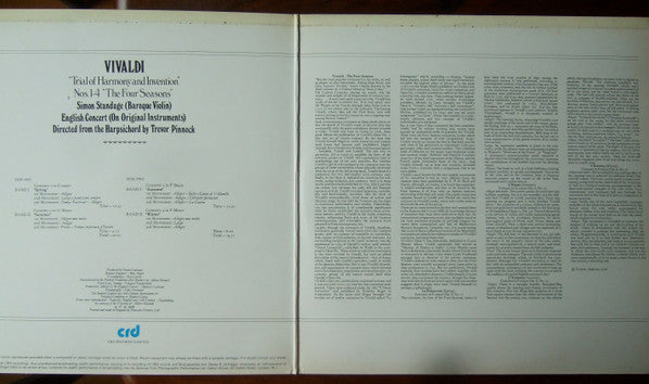 Antonio Vivaldi - Simon Standage, The English Concert, Trevor Pinnock : Trial Of Harmony And Invention Nos. 1-4 (The Four Seasons) (LP)