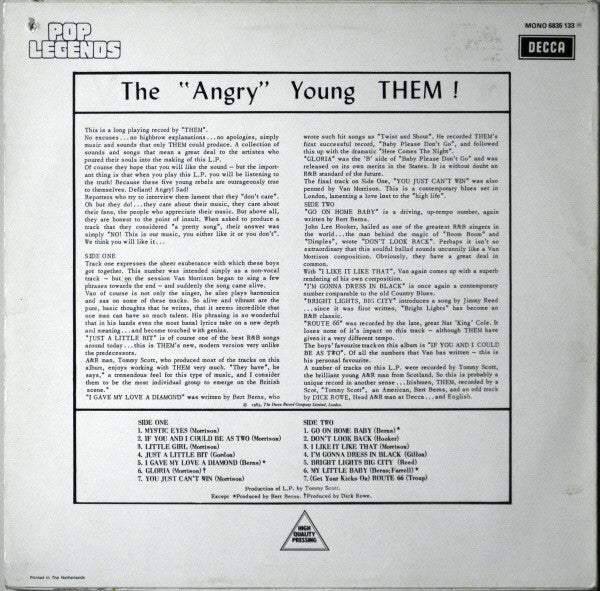 Them (3) : The "Angry" Young Them! (LP, Album, Mono, RE)