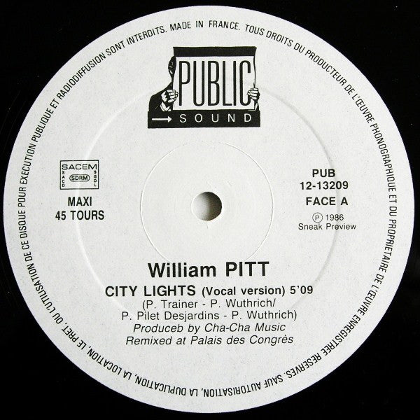 William Pitt : City Lights (12", Maxi)