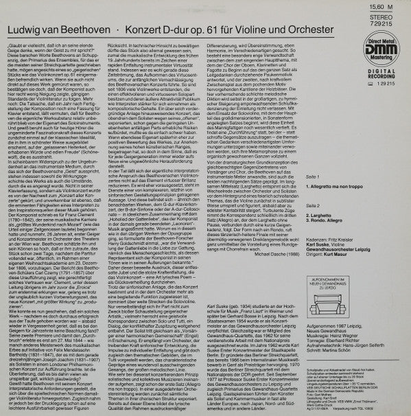 Beethoven*, Karl Suske, Gewandhausorchester Leipzig, Kurt Masur : Violinkonzert (LP)