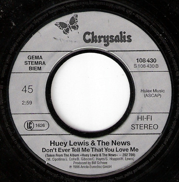 Huey Lewis And The News* : Stuck With You (7", Single)